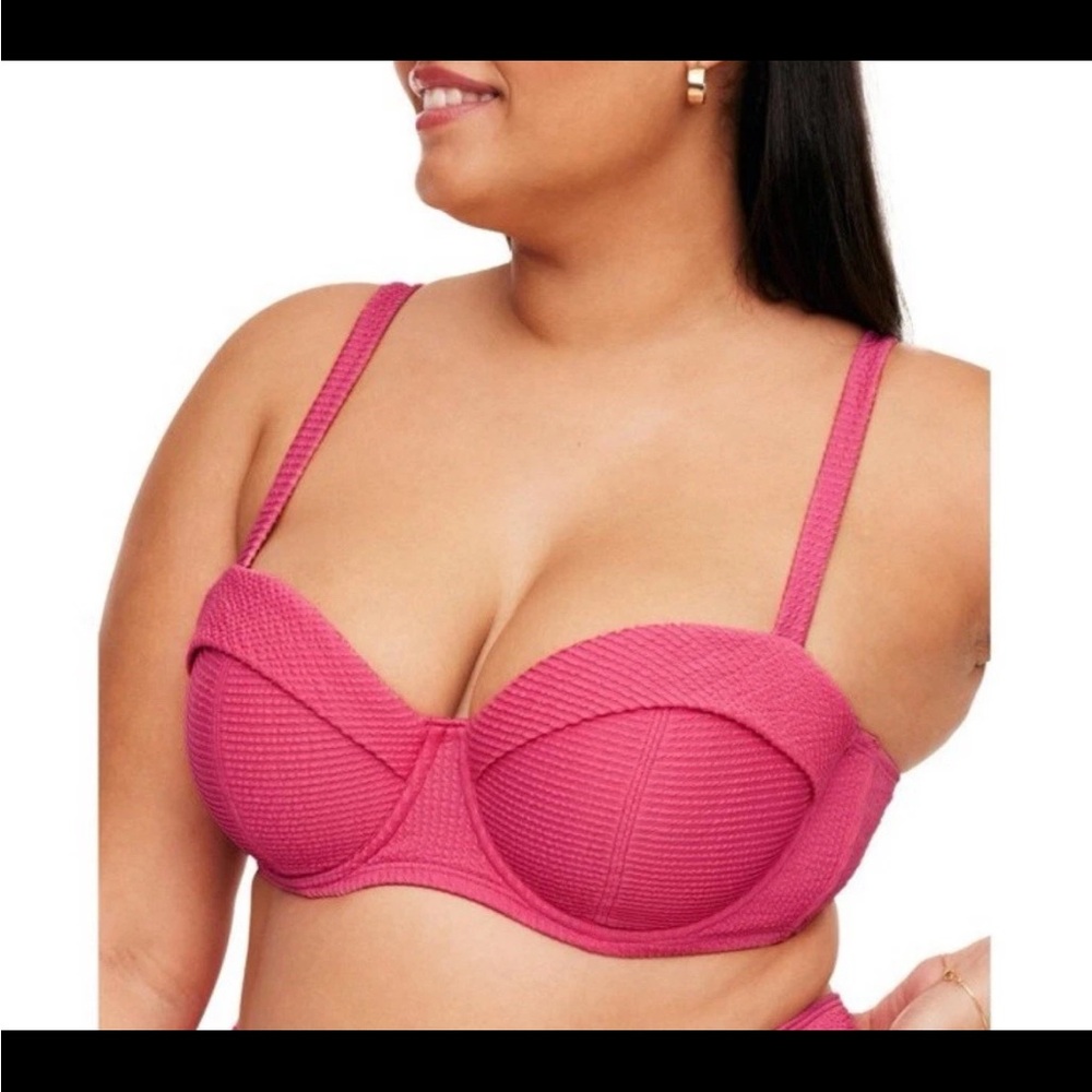 Adore Me NWT Womens Hot Pink Strappy Rachel Demi Bikini Top 38DD Light Padding